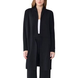 Soia & Kyo Benela Knee-Length Coatigan w/ Lapels Black Open-Front Cardigan Sz S